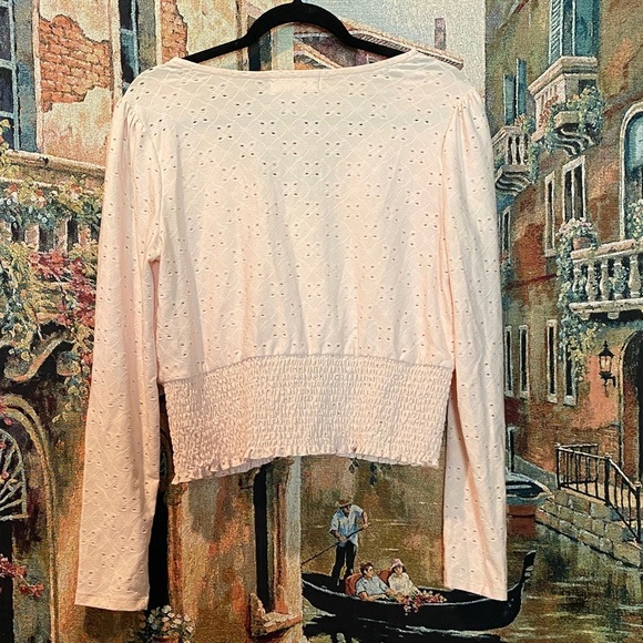 5 for $30 Elegant Light Pink Eyelet Blouse - Picture 3 of 3